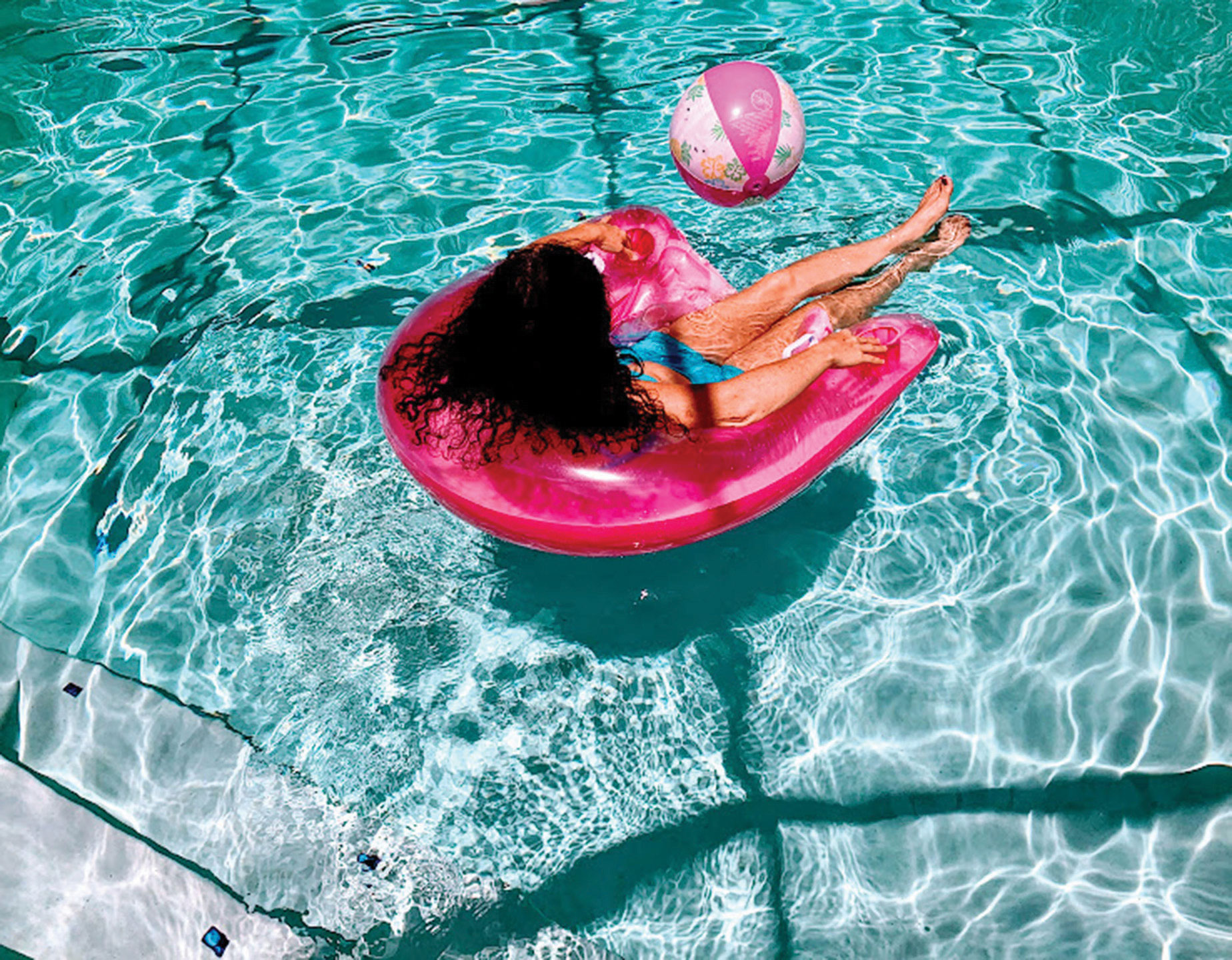 RaeAnne Swanson, Time in the Pink Pool Floatie, 2020