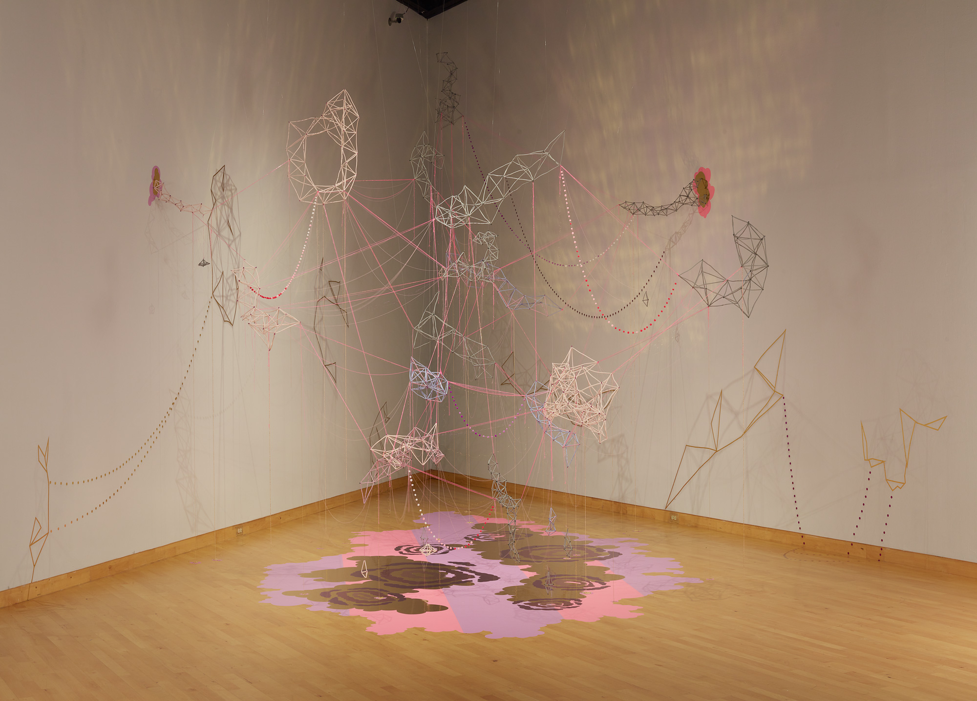 Casey McDonough, the immeasurability of this cosmological collider, 2021. ceramic and mixed media. dimensions variable. Courtesy of the artist. Installation view of Skyway 20/21 exhibition at USF Contemporary Art Museum. Photo: Will Lytch.