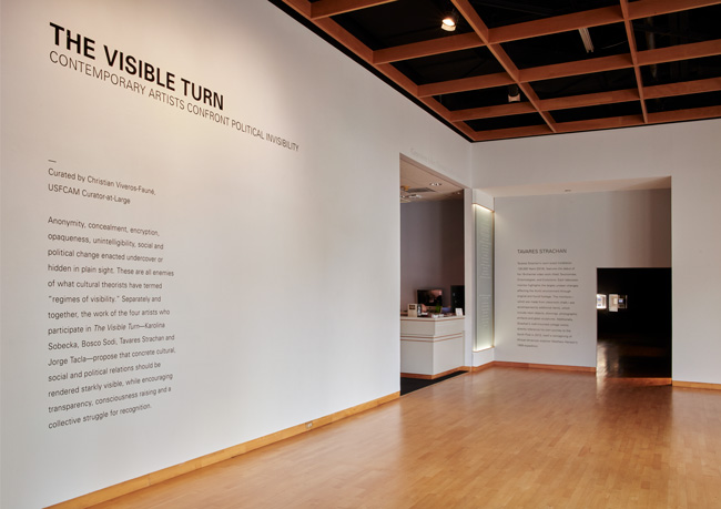 Installation view of The Visible Turn: Contemporary Artists Confront Political Invisibility exhibition at USF Contemporary Art Museum. Photo: Will Lytch.