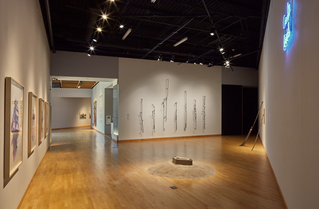 Installation view of Constant Storm exhibition at USF Contemporary Art Museum. Left to right: Art by Gamaliel Rodríguez, Gabriel Ramos, Jorge González Santos and Yiyo Tirado Rivera. Photo: Will Lytch.