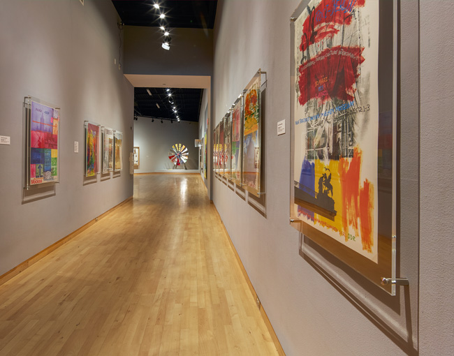 Installation view of OFFSET: Robert Rauschenberg at USF Graphicstudio at USF Contemporary Art Museum. Photo: Andres Ramirez.