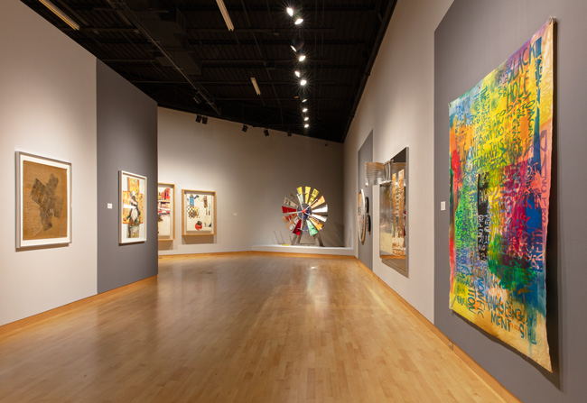 Installation view of OFFSET: Robert Rauschenberg at USF Graphicstudio at USF Contemporary Art Museum. Photo: Andres Ramirez.